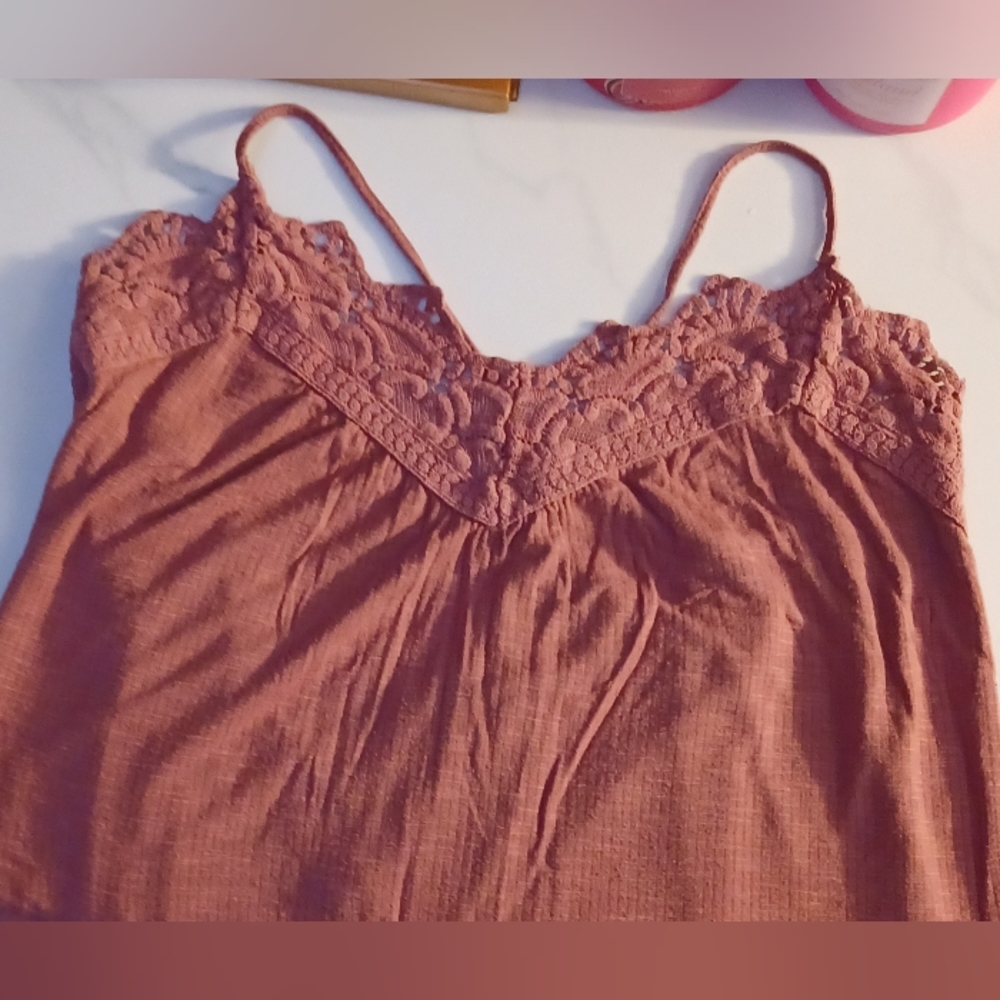Maurices size L dark rose cotton ribbed tank top, racerback spaghetti straps.